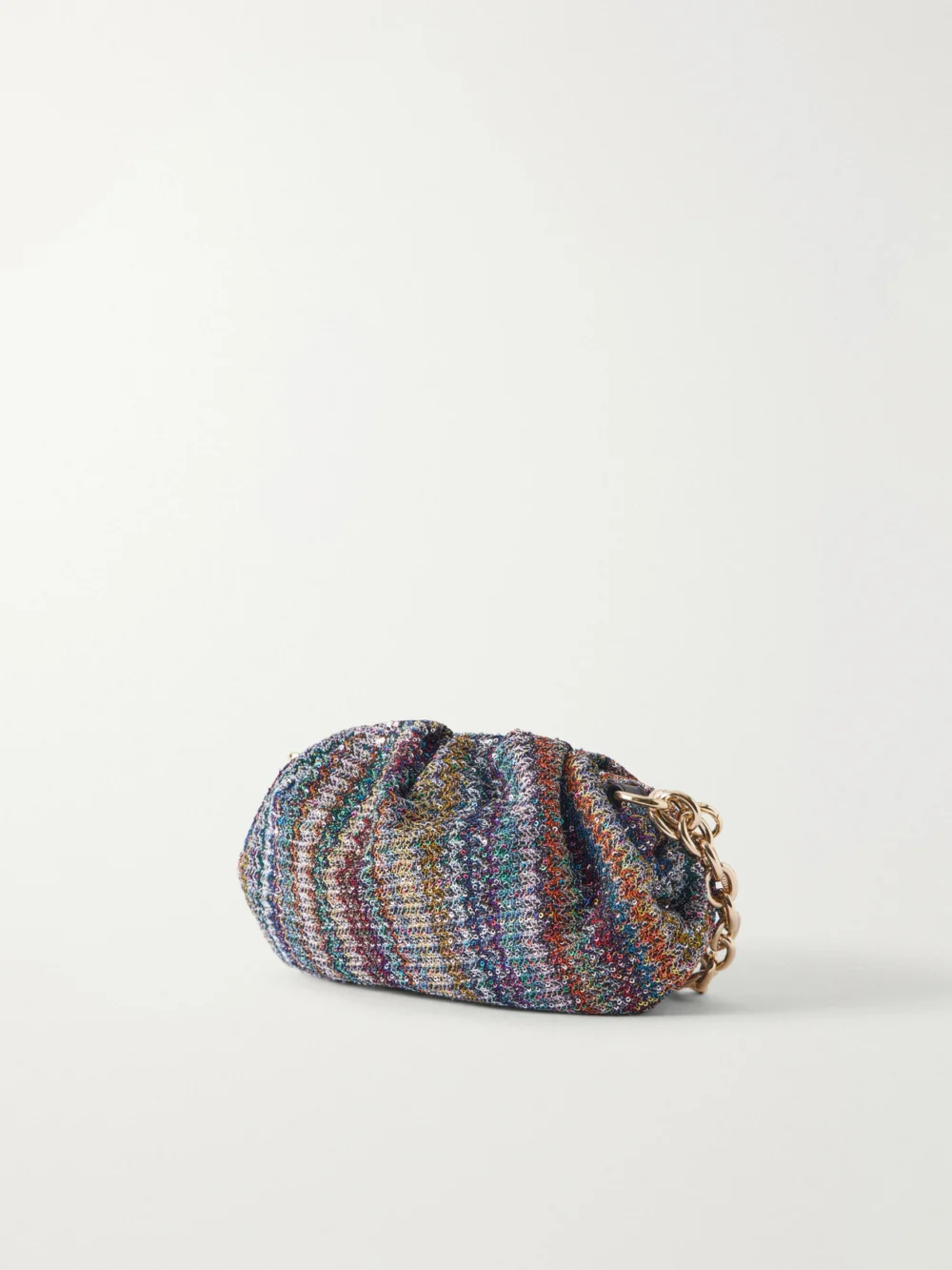 Back view of the Missoni Caperdoni Sequined Striped Crochet-knit Shoulder Bag