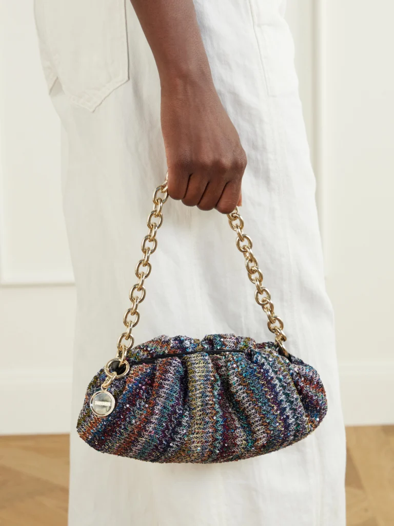 Missoni Caperdoni Sequined Striped Crochet-knit Shoulder Bag