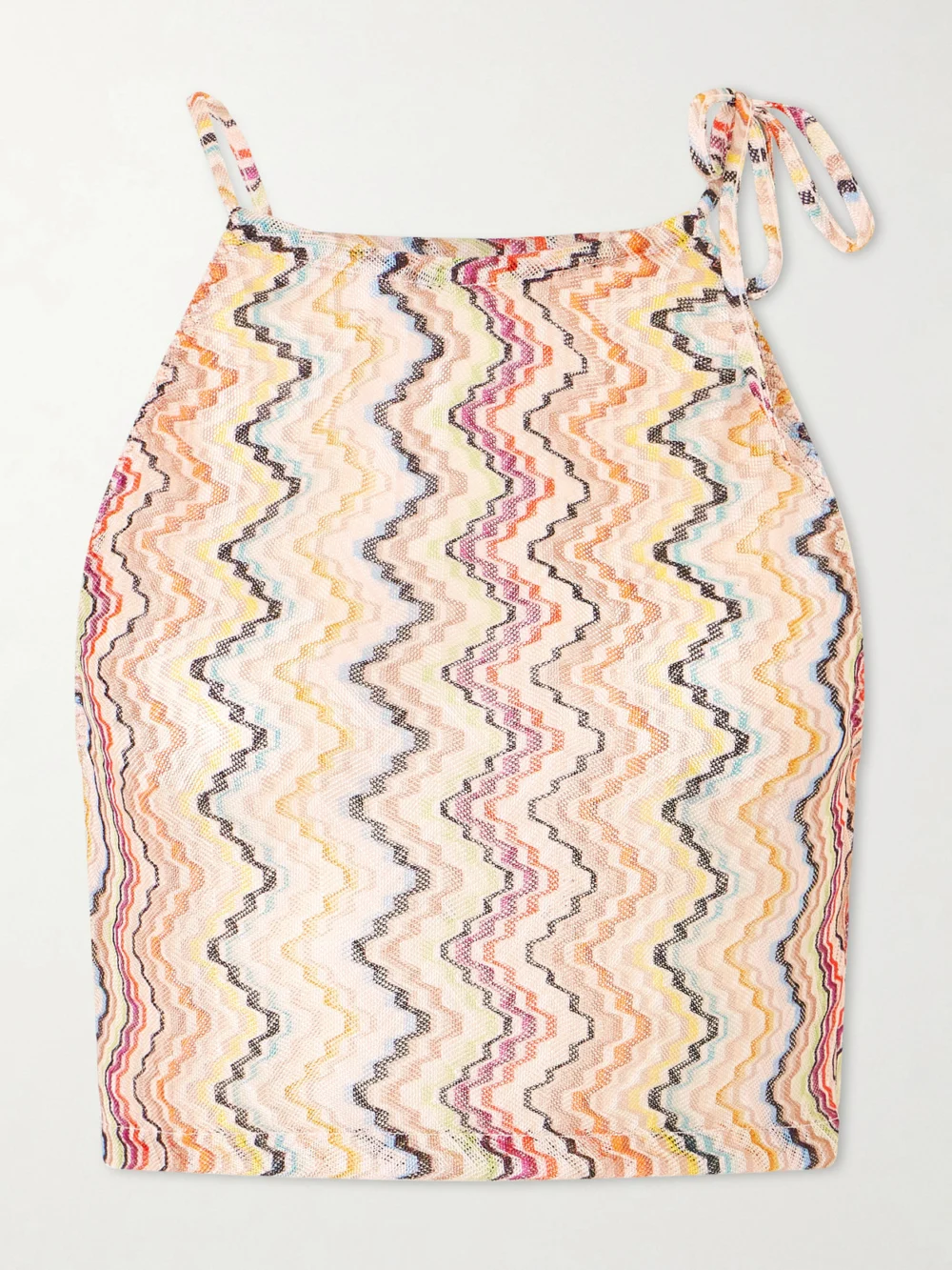 Missoni Cropped Gathered Striped Mesh Halterneck Top in orange