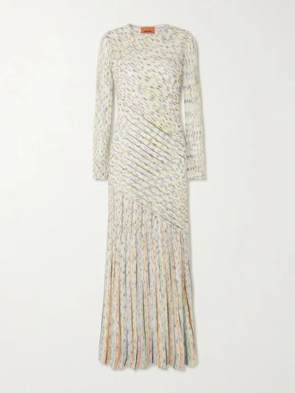 Missoni Draped Striped Sequined Ribbed-knit Maxi Dress