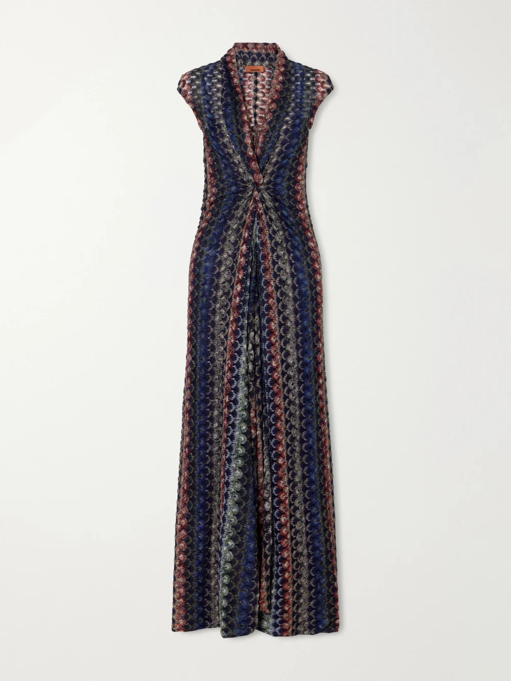 Missoni Gathered Striped Metallic Crochet-knit Maxi Dress in multi
