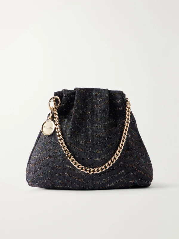 Missoni Greek Key Striped Metallic Crochet-knit Shoulder Bag