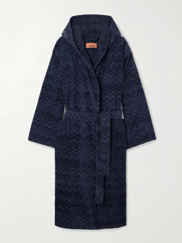 Missoni Home Chalk Belted Striped Cotton-terry Robe