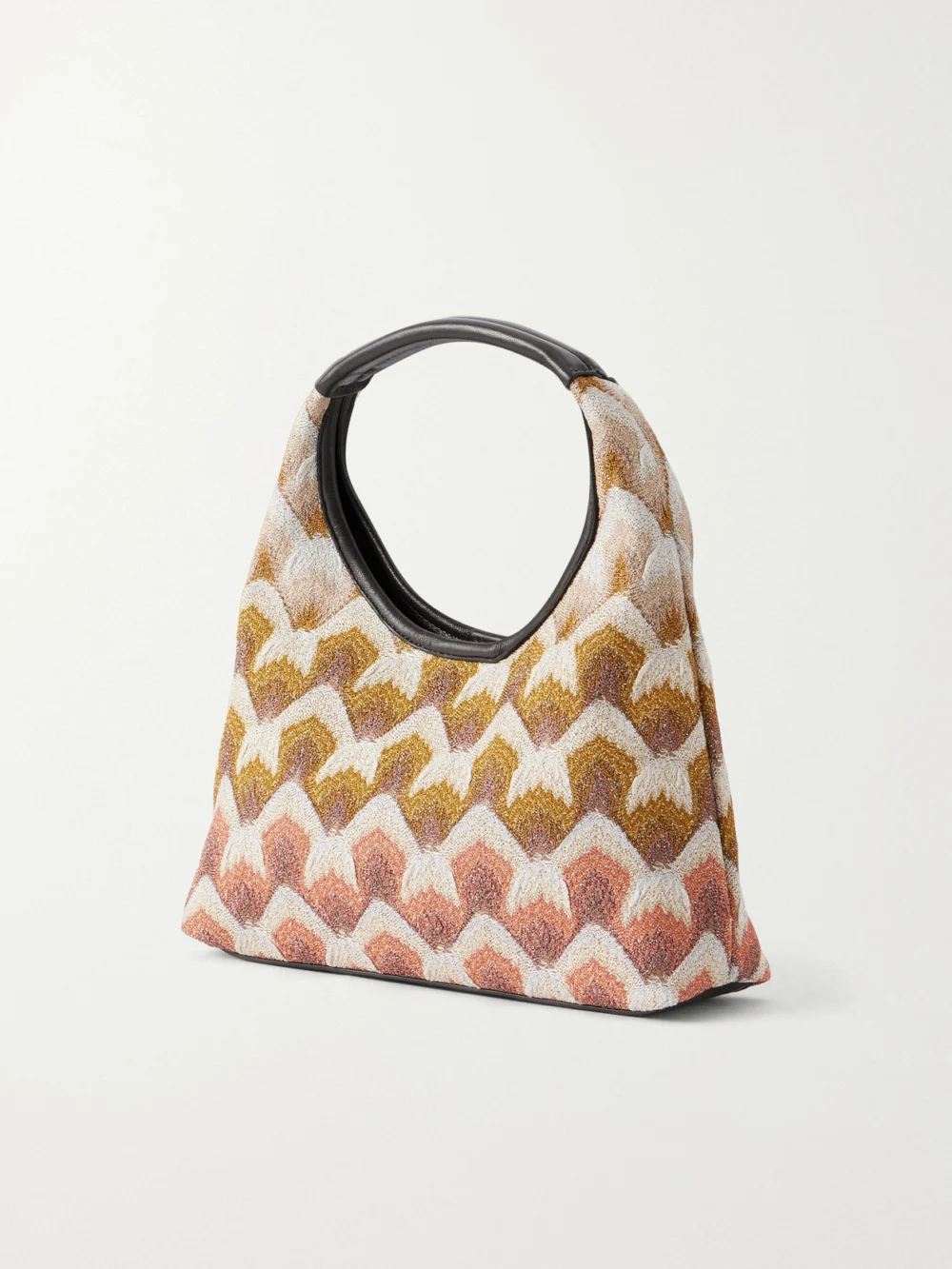 Back view of the Missoni Leather-trimmed Metallic Crochet-knit Mini Tote