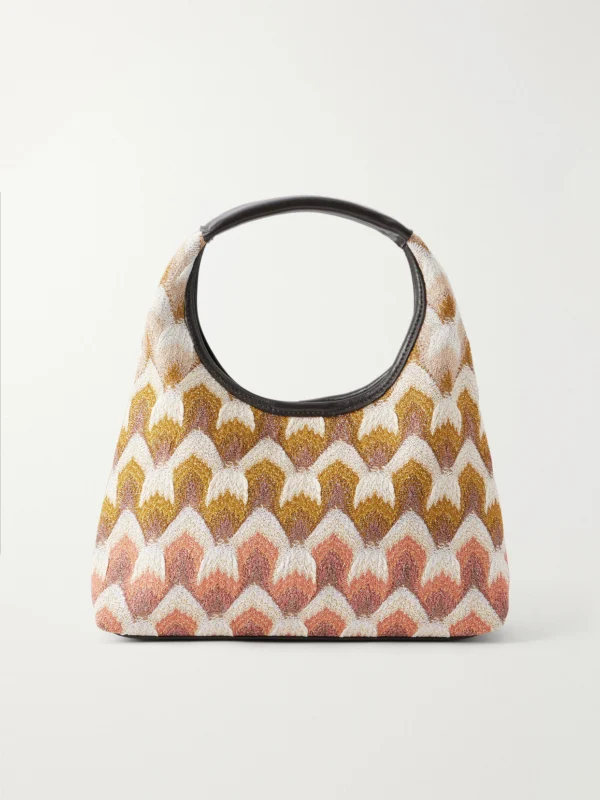 Missoni Leather-trimmed Metallic Crochet-knit Mini Tote