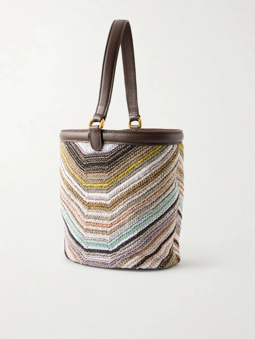 Back view of the Missoni Leather-trimmed Metallic Crochet-knit Tote