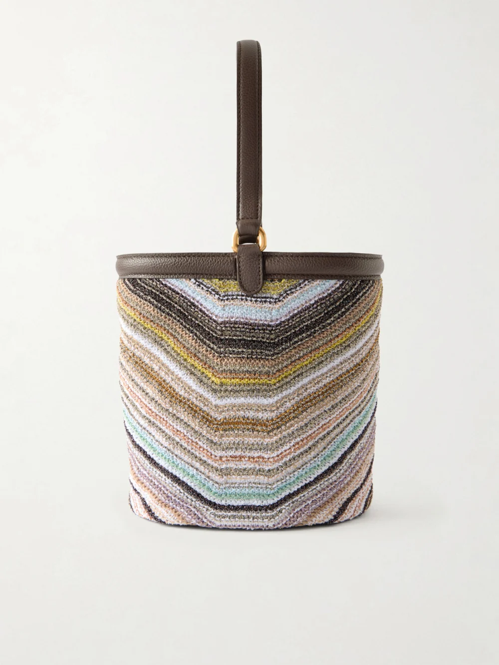 Missoni Leather-trimmed Metallic Crochet-knit Tote in brown