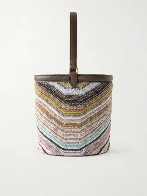 Missoni Leather-trimmed Metallic Crochet-knit Tote