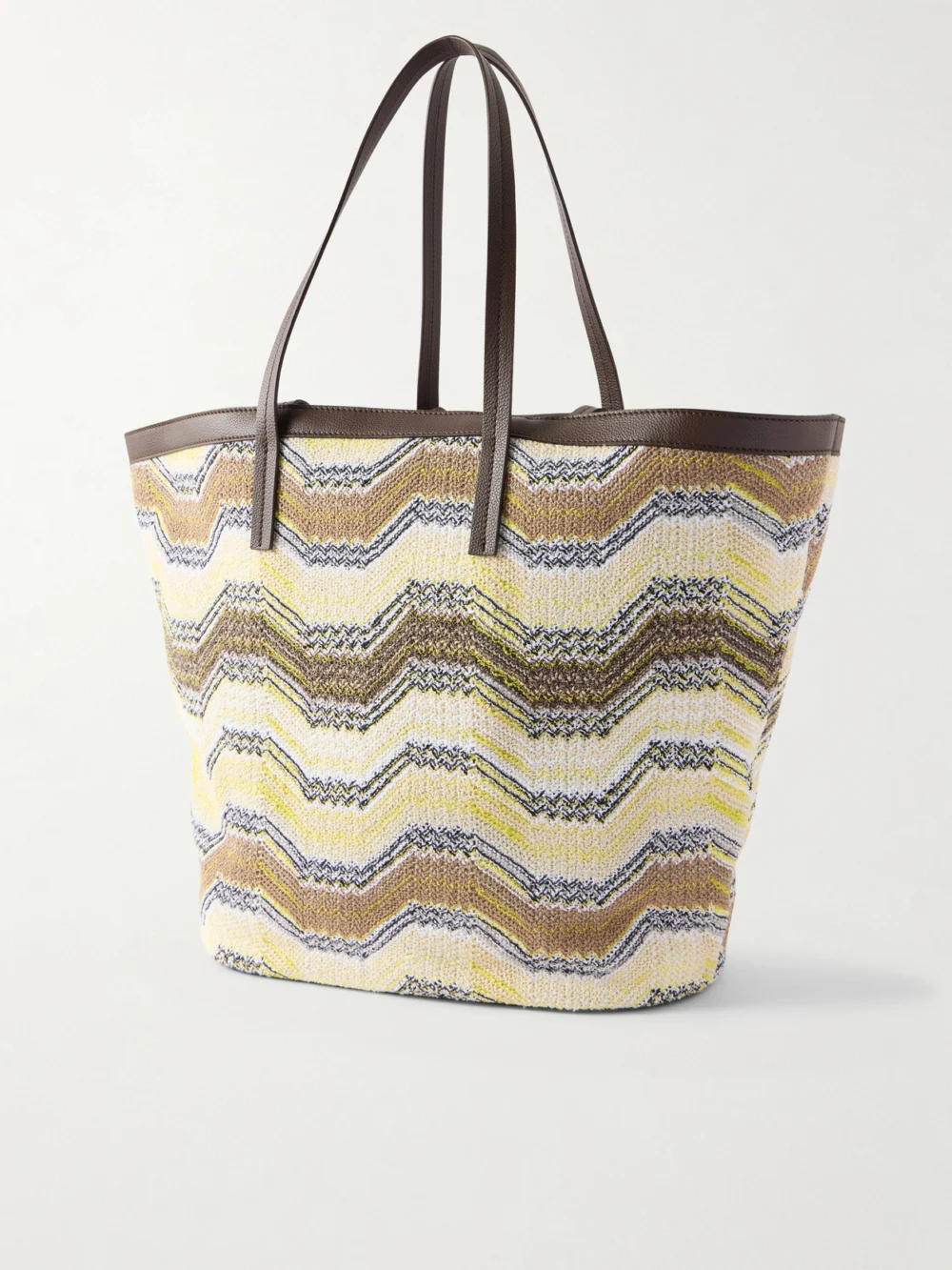 Back view of the Missoni Leather-trimmed Striped Woven Tote