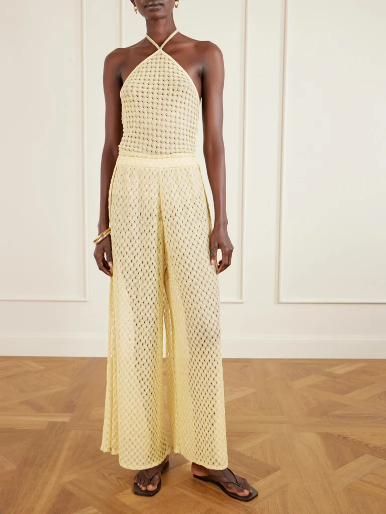 Missoni Mare Cropped Metallic Crochet-knit Halterneck Top