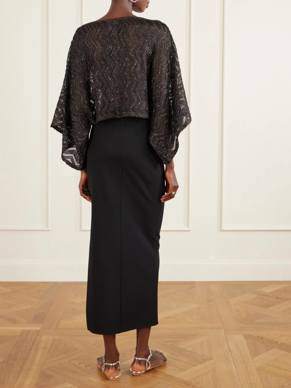 Back view of the Missoni Mare Cropped Sequin-embellished Crochet-knit Top