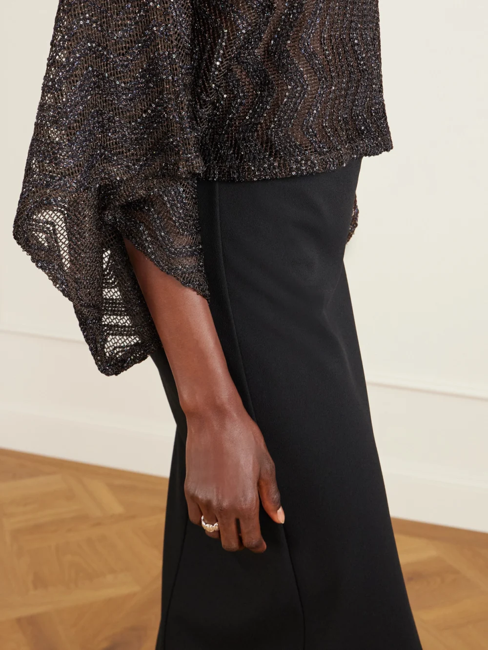 Close-up detail of the Missoni Mare Cropped Sequin-embellished Crochet-knit Top