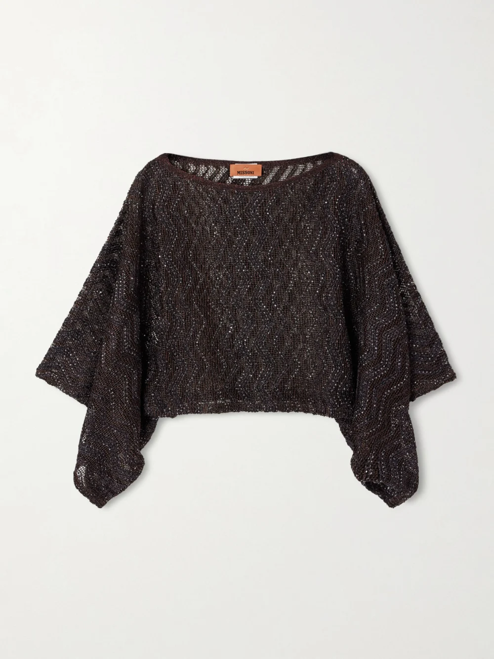 Missoni Mare Cropped Sequin-embellished Crochet-knit Top in brown