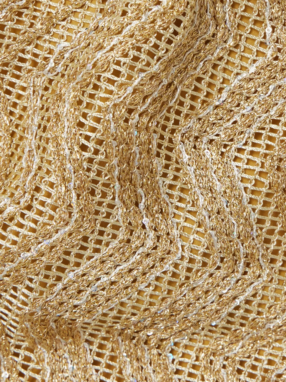 Close-up detail of the Missoni Mare Cutout Sequin-embellished Striped Metallic Crochet-knit Swimsuit