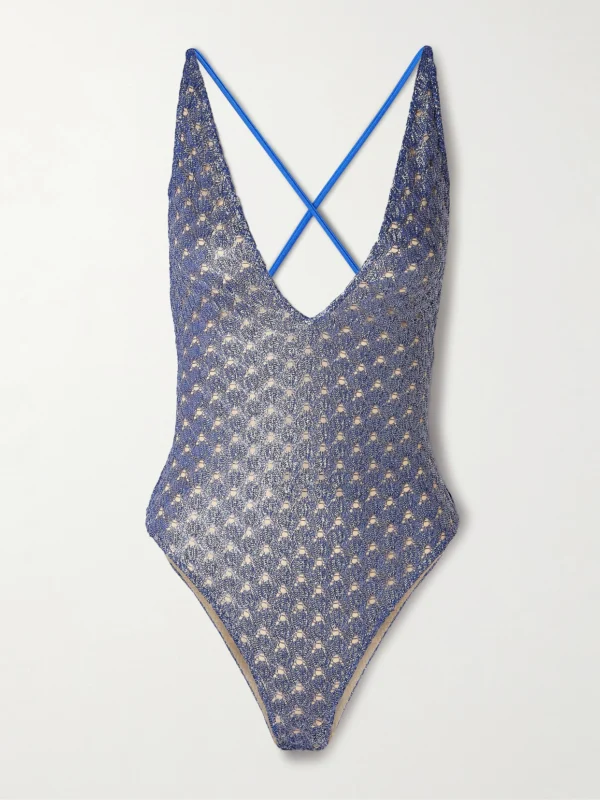 Missoni Mare Metallic Crochet-knit Swimsuit