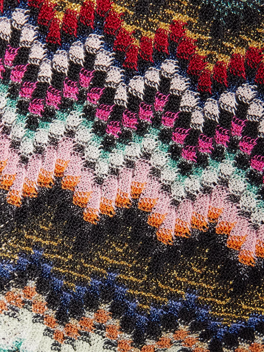 Close-up detail of the Missoni Mare Metallic Striped Crochet-knit Bikini