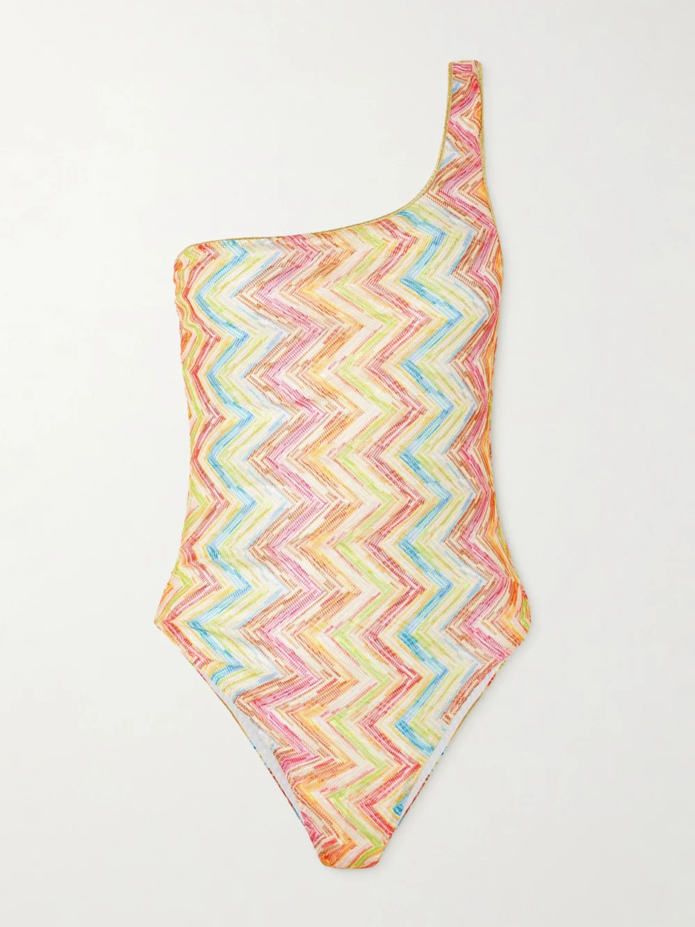 Missoni Mare One-shoulder Striped Crochet-knit Swimsuit in cream