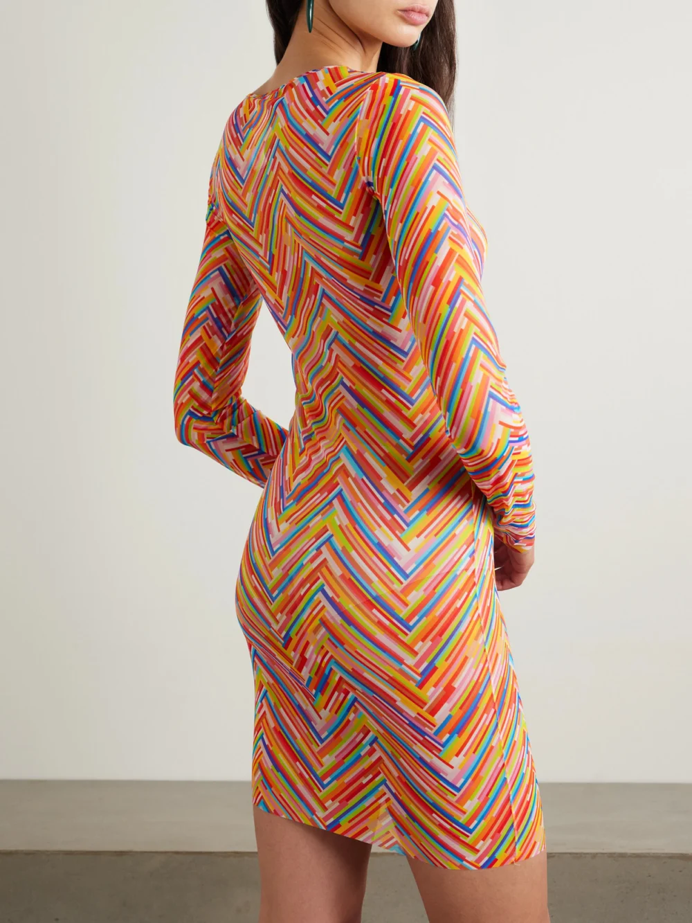 Back view of the Missoni Mare Printed Stretch-tulle Mini Dress