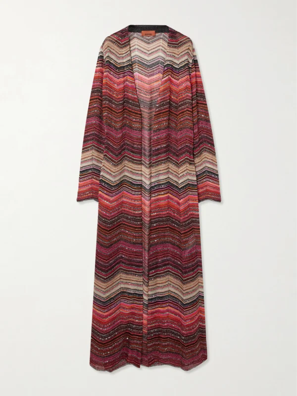 Missoni Mare Sequined Striped Metallic Crochet-knit Cardigan