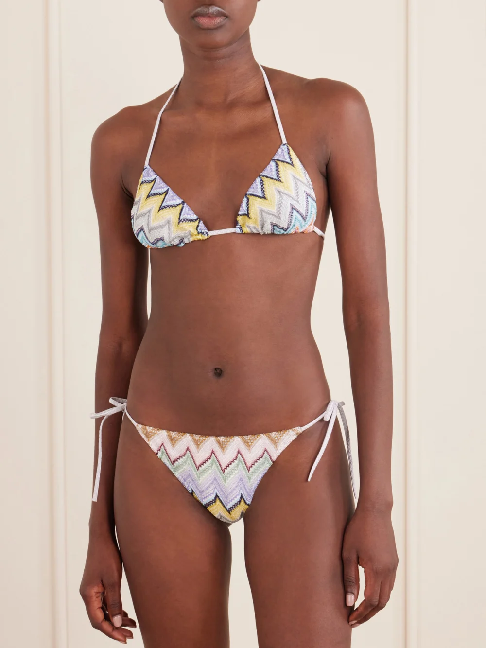 Missoni Mare Striped Crochet-knit Bikini, worn by a model