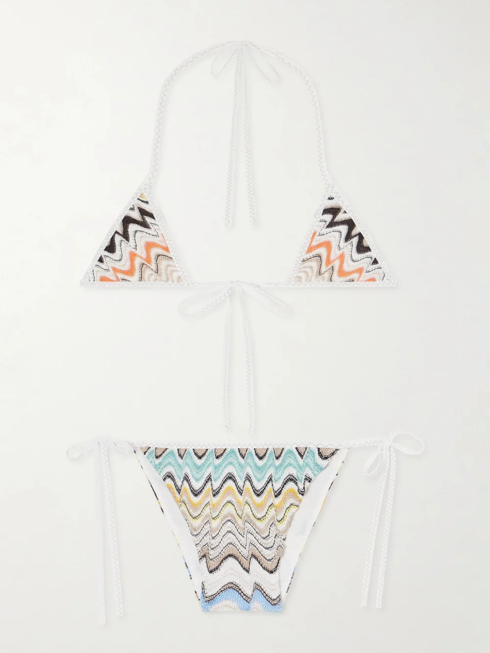 Missoni Mare Striped Crochet-knit Triangle Bikini in blue