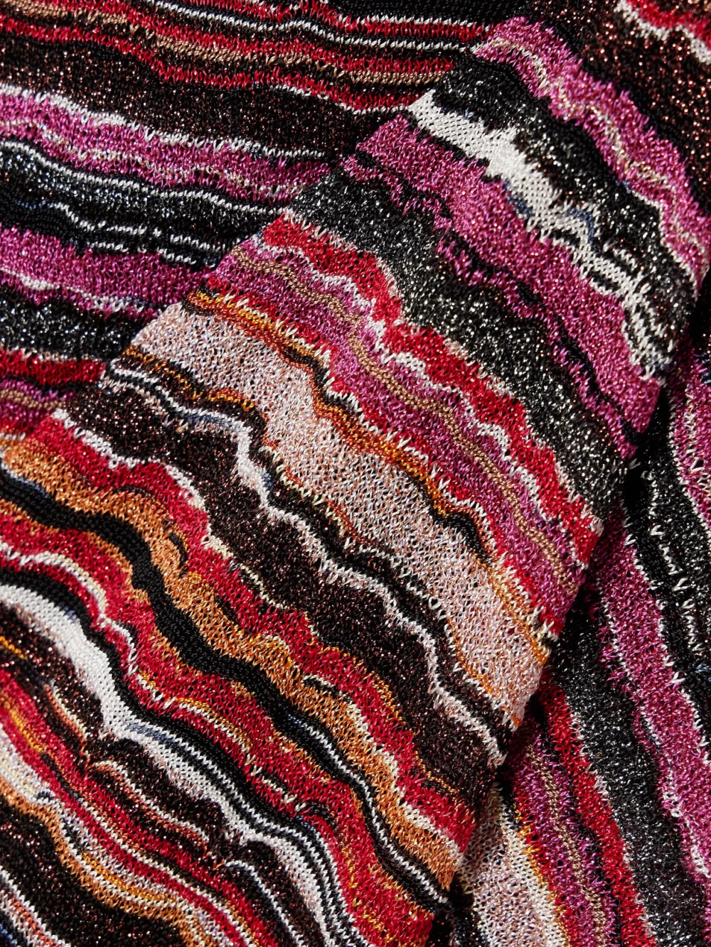 Close-up detail of the Missoni Mare Striped Metallic Crochet-knit Maxi Dress
