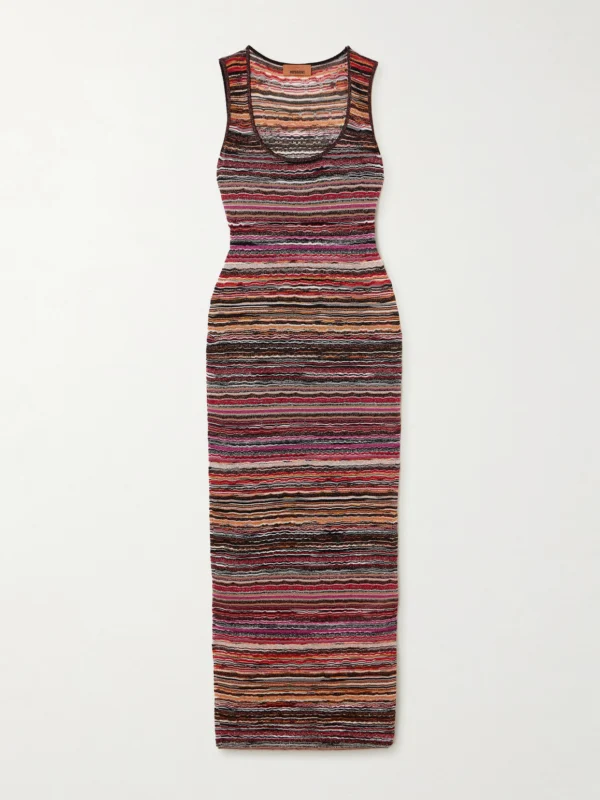 Missoni Mare Striped Metallic Crochet-knit Maxi Dress