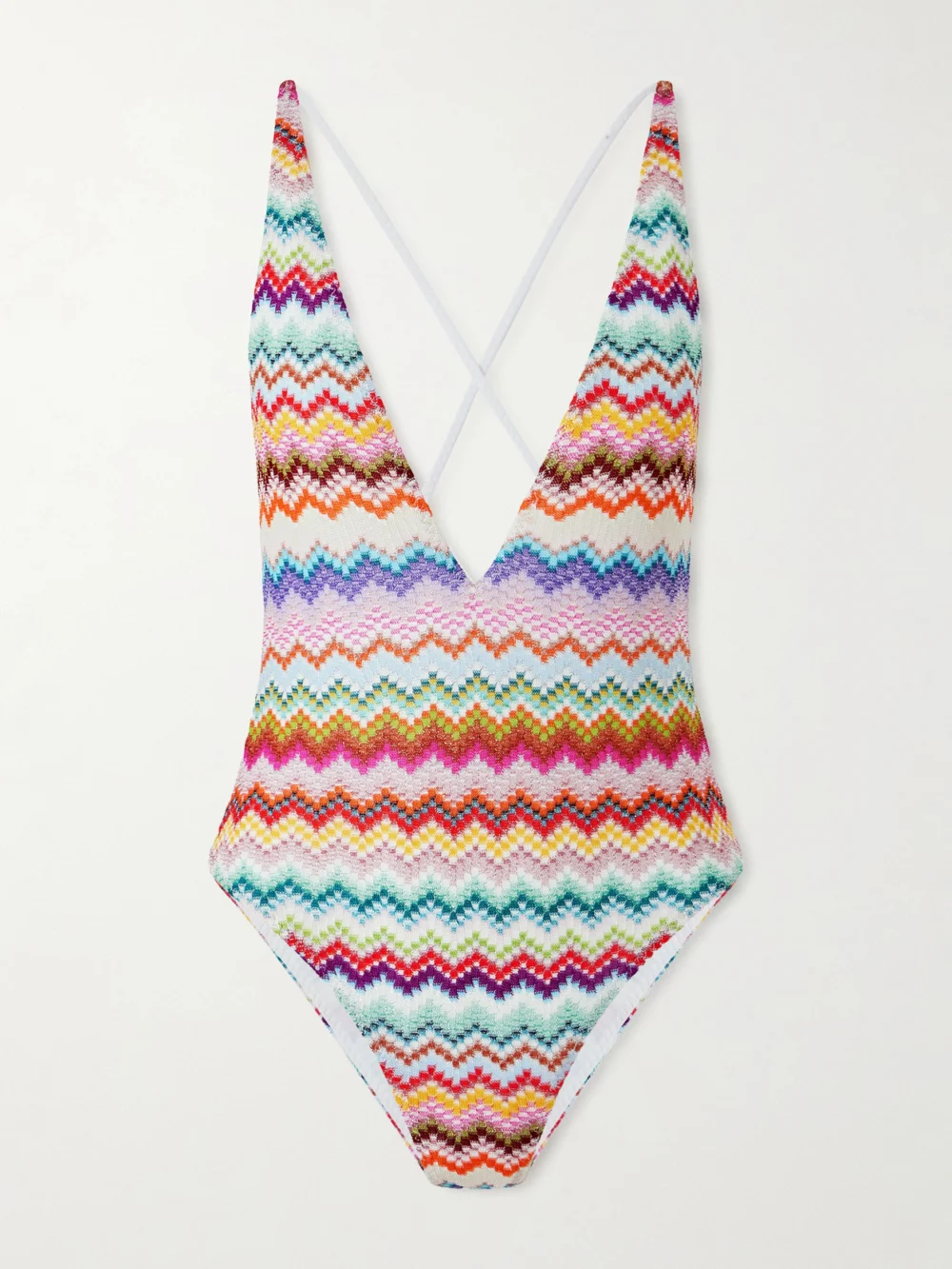 Missoni Mare Striped Metallic Crochet-knit Swimsuit in multi