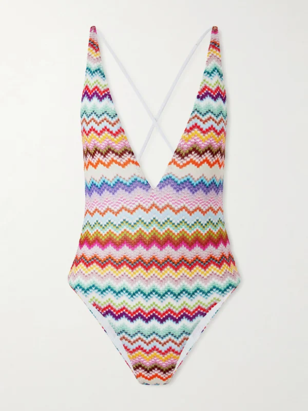 Missoni Mare Striped Metallic Crochet-knit Swimsuit