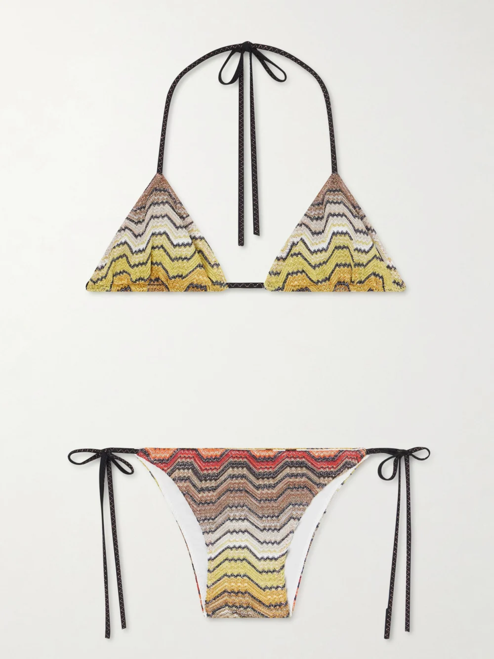 Missoni Mare Striped Metallic Crochet-knit Triangle Bikini in gold