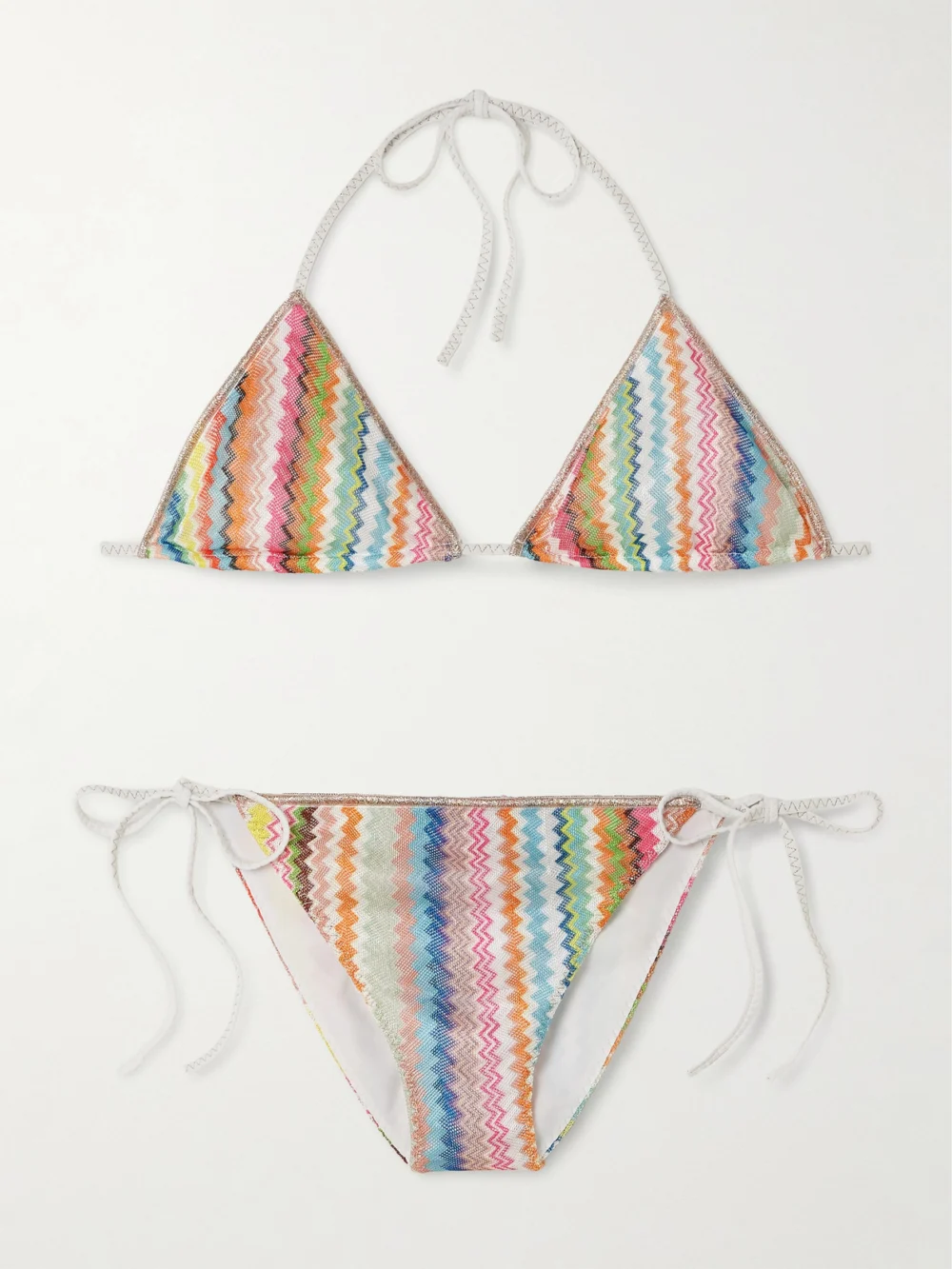 Missoni Mare Striped Metallic Crochet-knit Triangle Bikini in multi