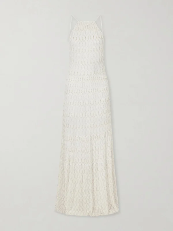 Missoni Metallic Crochet-knit Halterneck Maxi Dress