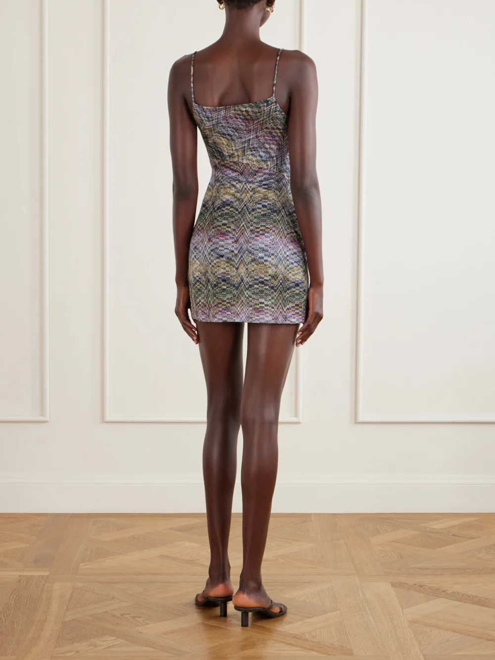 Back view of the Missoni Metallic Crochet-knit Mini Dress