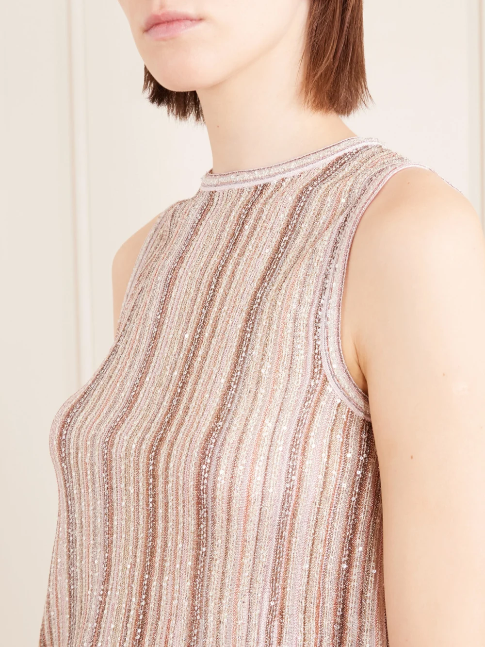 Close-up detail of the Missoni Metallic Crochet-knit Tank Top