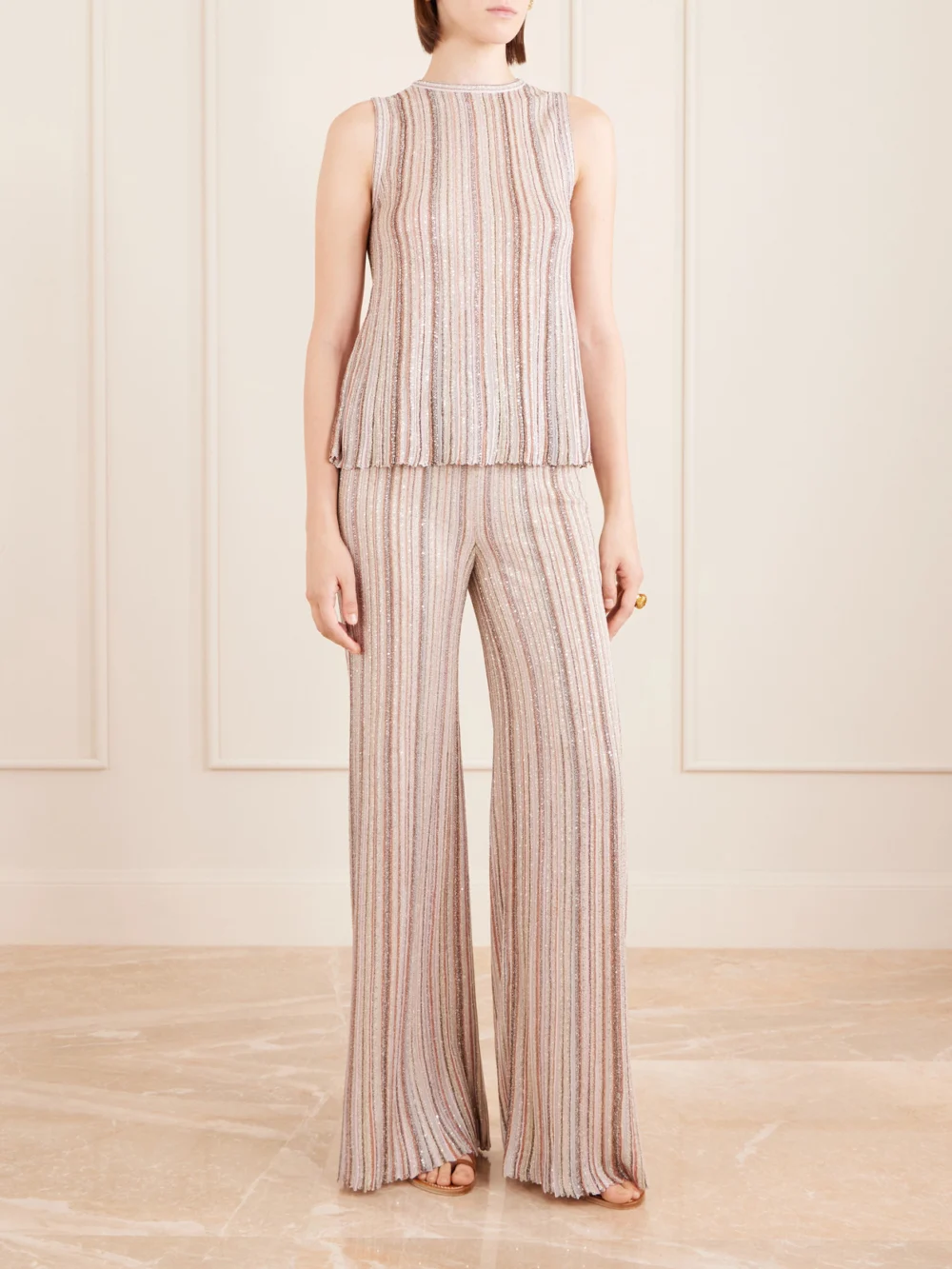 Missoni Metallic Crochet-knit Tank Top, worn by a model