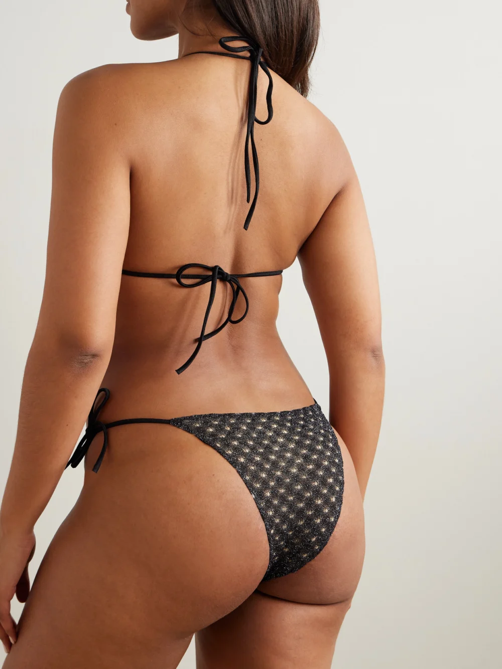 Back view of the Missoni Metallic Crochet-knit Triangle Bikini