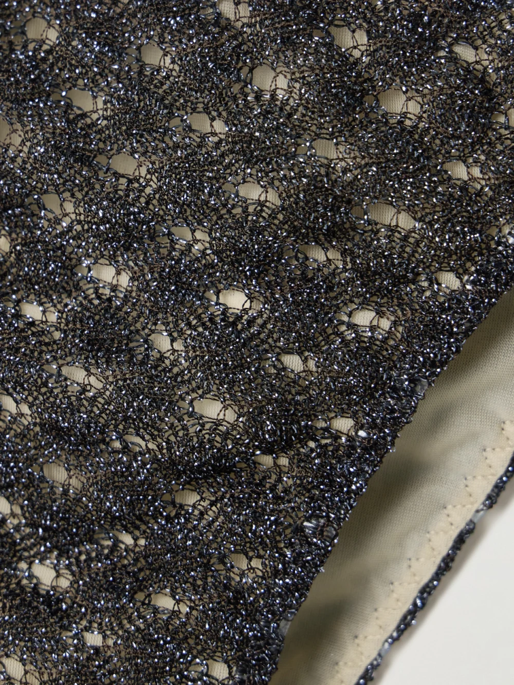Close-up detail of the Missoni Metallic Crochet-knit Triangle Bikini