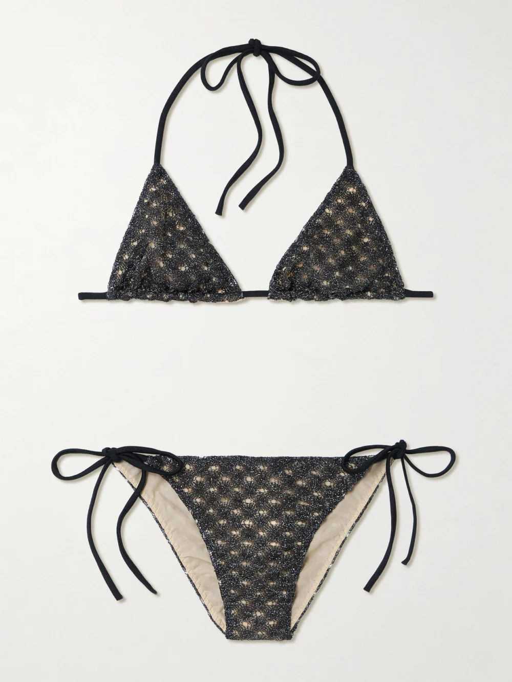 Missoni Metallic Crochet-knit Triangle Bikini in brown