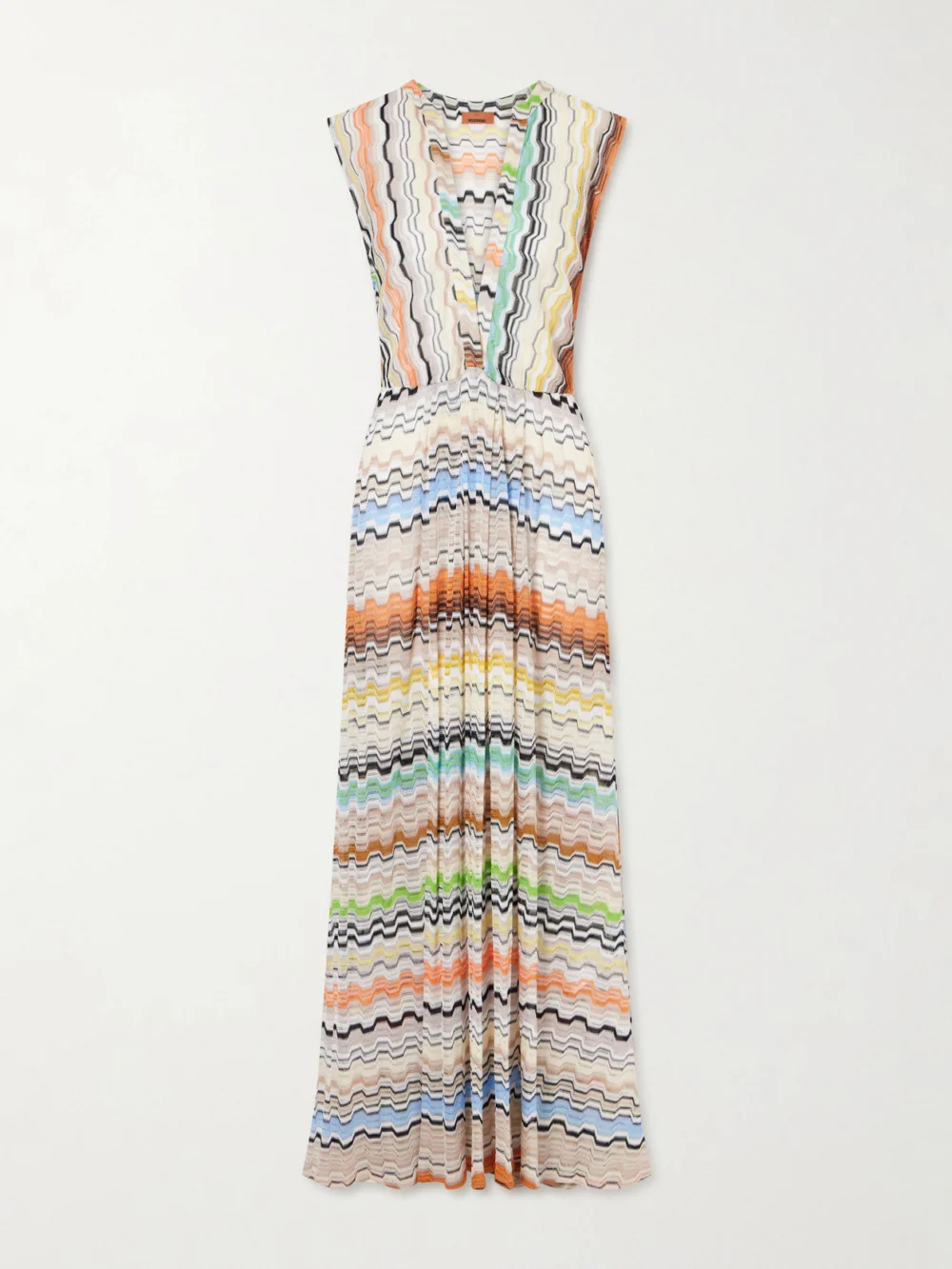 Missoni Pleated Striped Crochet-knit Maxi Dress in multi