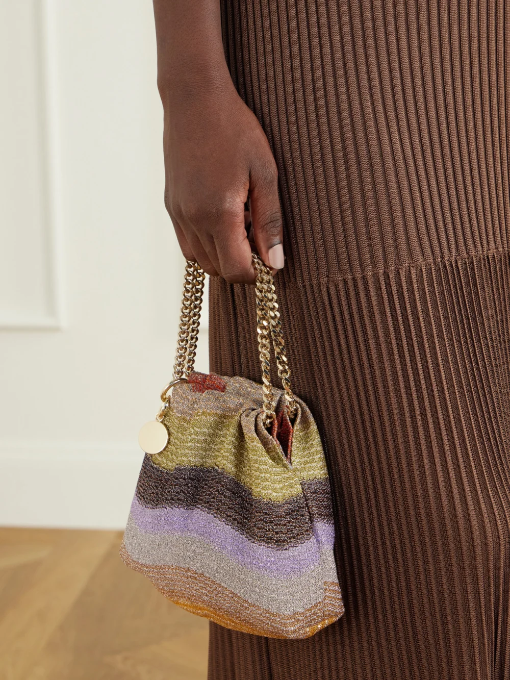 Missoni Raschel Striped Crochet-knit Shoulder Bag, styled view