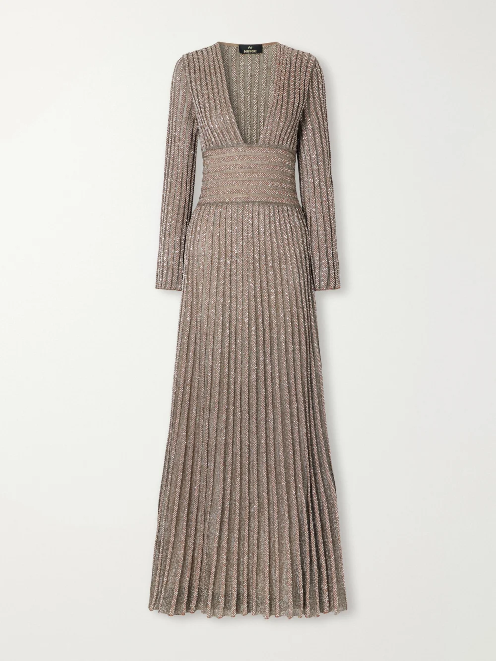 Missoni Ribbed Metallic Crochet-knit Maxi Dress in pink