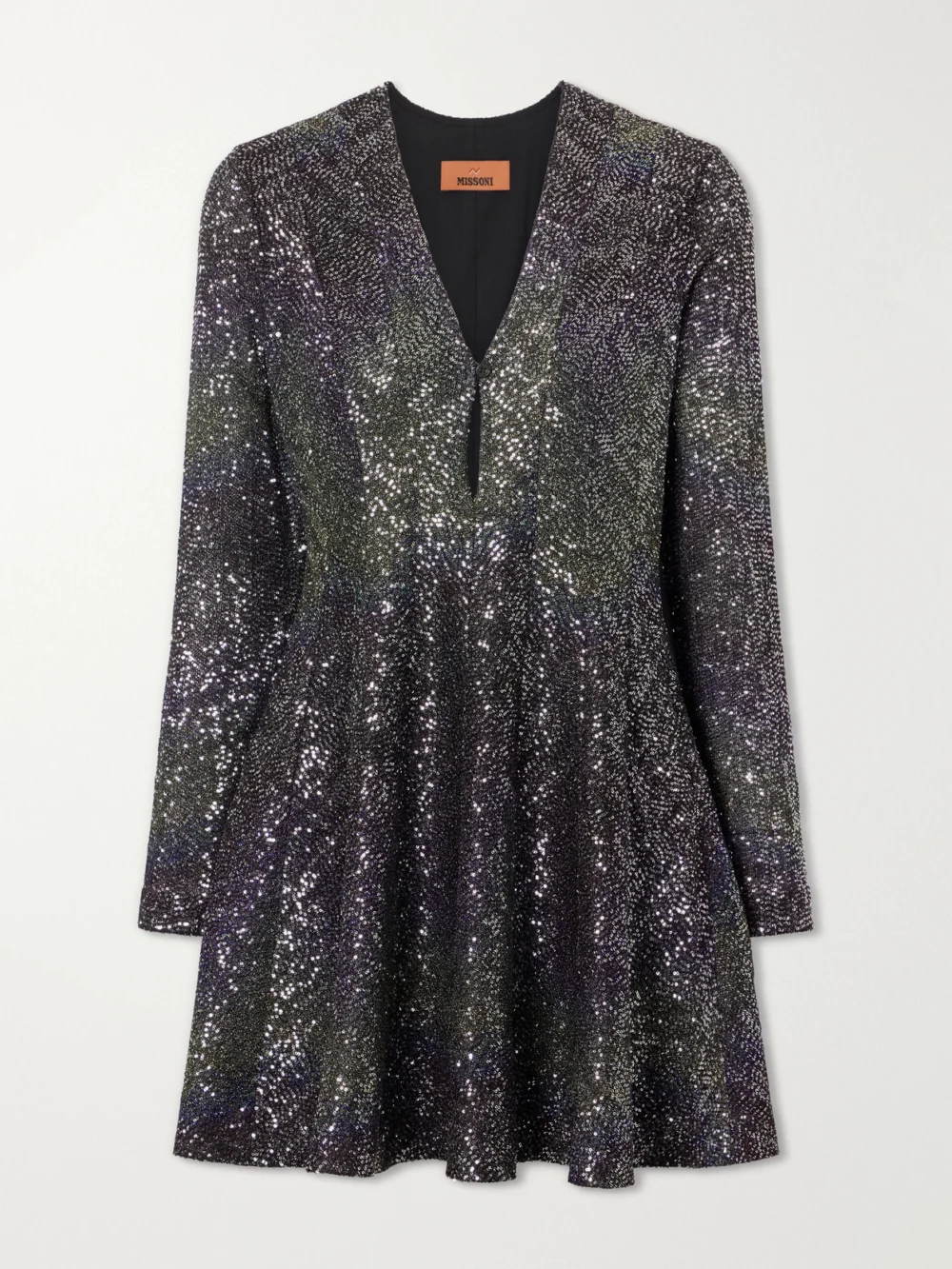 Missoni Sequin-embellished Metallic Crochet-knit Mini Dress in black