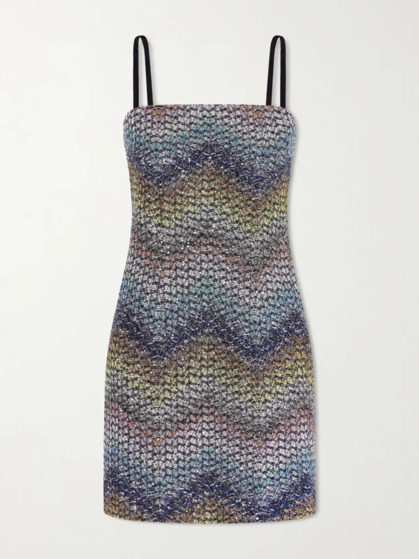 Missoni Sequin-embellished Metallic Crochet-knit Mini Dress