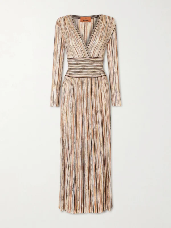 Missoni Sequin-embellished Striped Metallic Crochet-knit Midi Dress