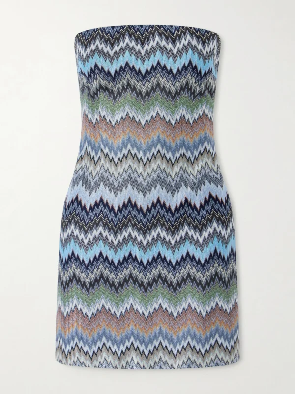 Missoni Strapless Striped Crochet-knit Mini Dress