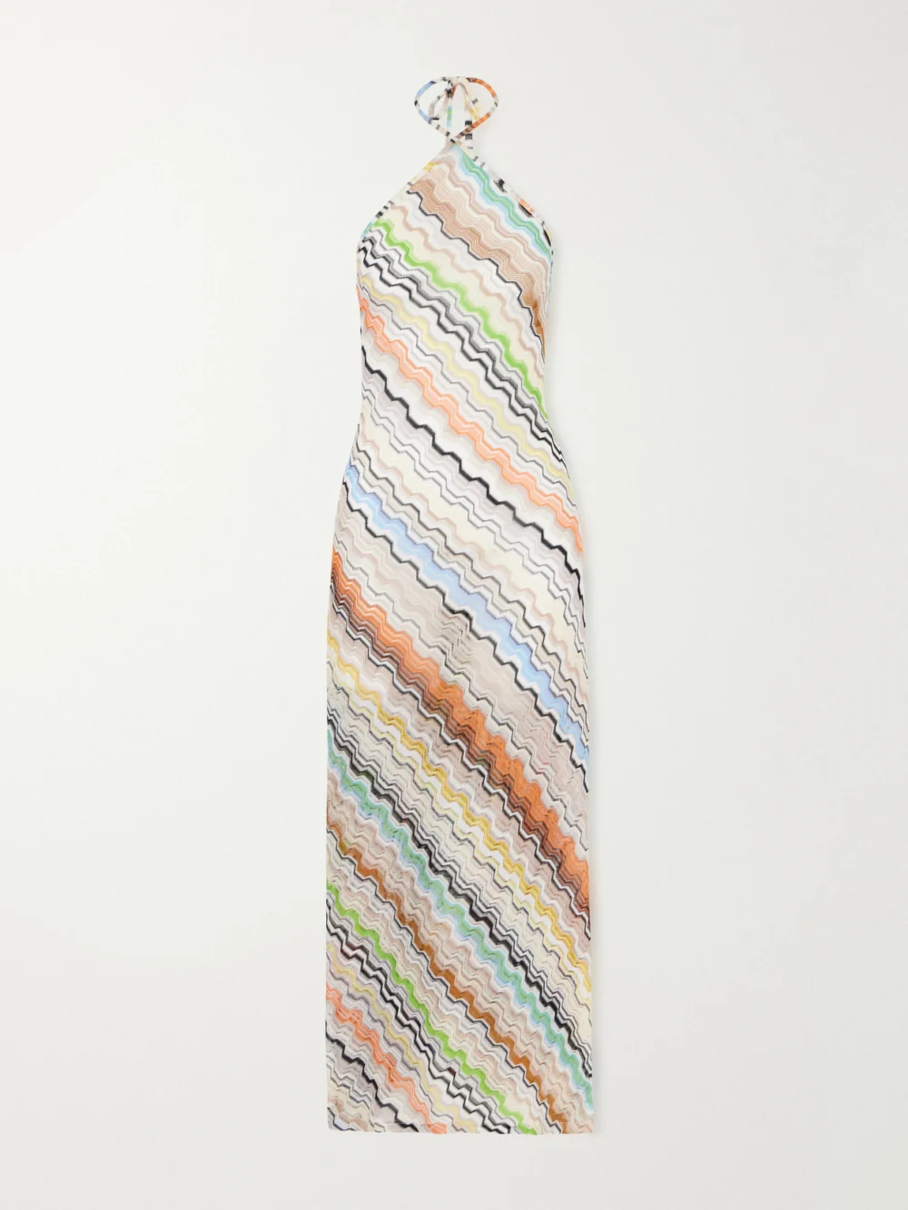 Missoni Striped Crochet-knit Halterneck Maxi Dress in multi