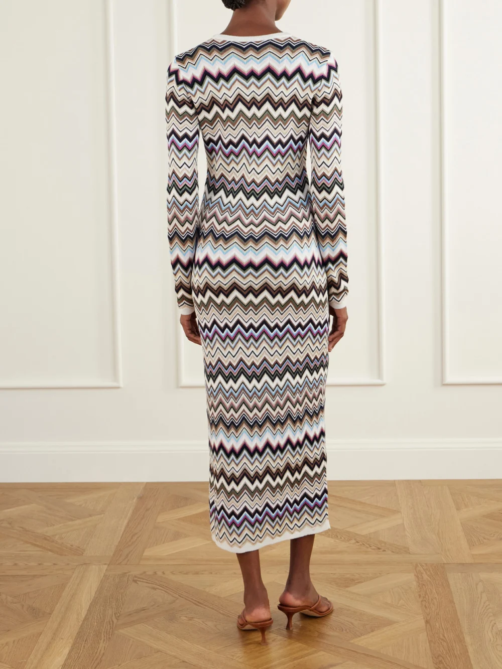 Back view of the Missoni Striped Crochet-knit Midi Dress