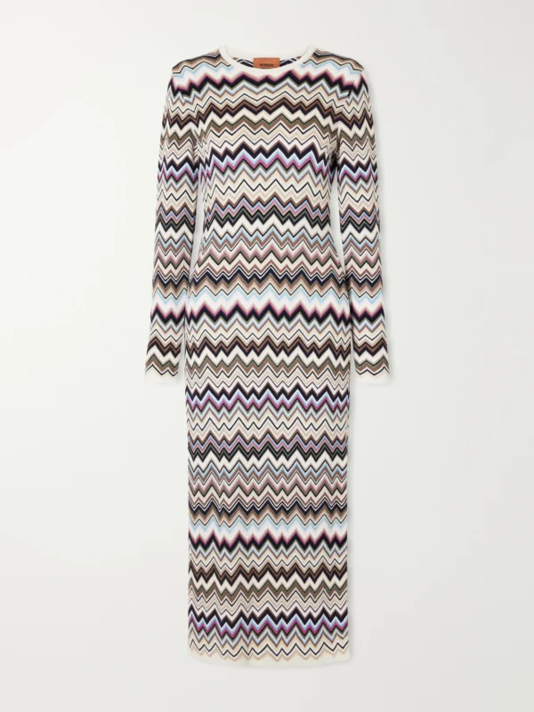 Missoni Striped Crochet-knit Midi Dress