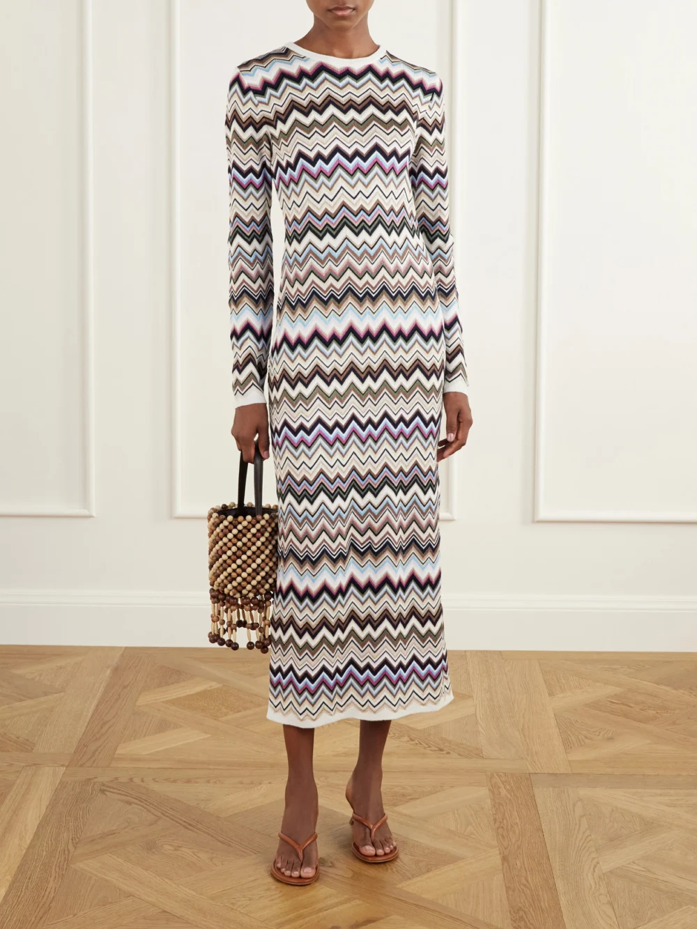 Missoni Striped Crochet-knit Midi Dress, worn by a model