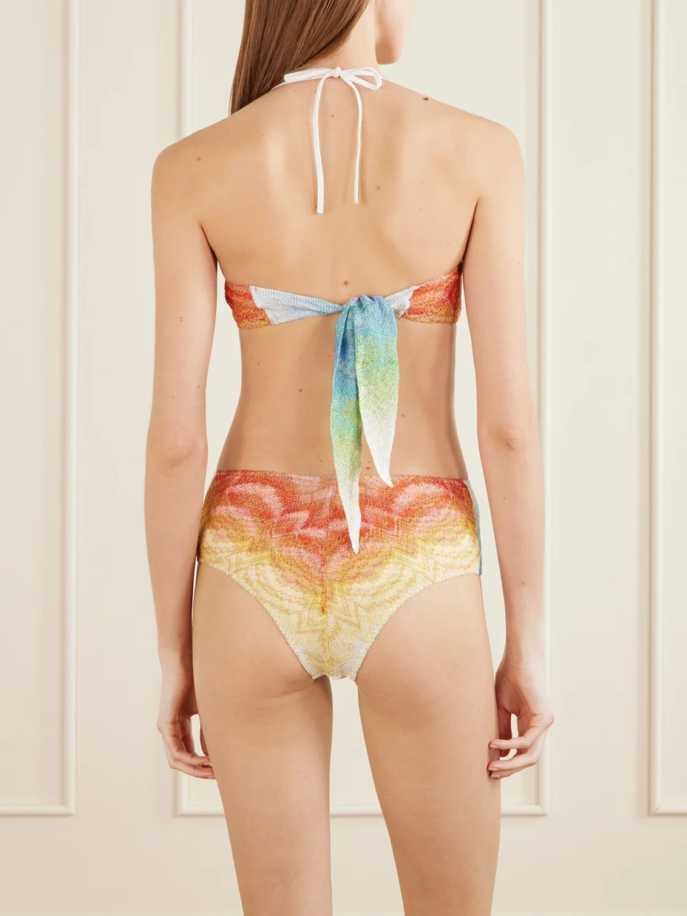Back view of the Missoni Striped Crochet-knit Triangle Bikini